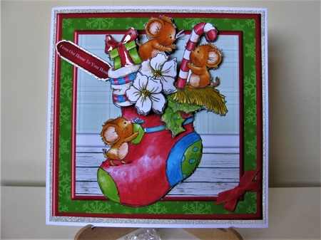 Christmas Stocking Treats - Cute Mice Card Mini Kit & Decoupage by Pat Mottram