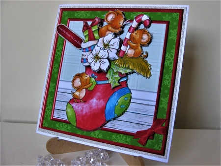 Christmas Stocking Treats - Cute Mice Card Mini Kit & Decoupage by Pat Mottram