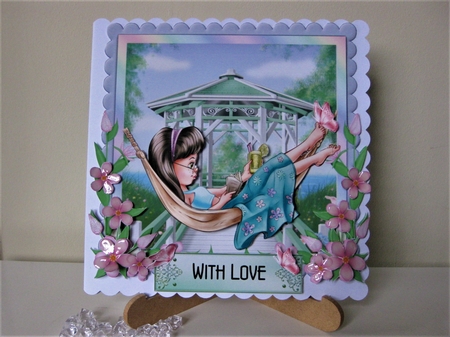 Stay Cool - 6 x 6 inch Square Card Front with decoupage by Pat Mottram