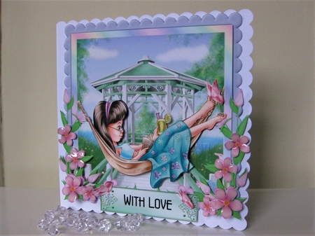 Stay Cool - 6 x 6 inch Square Card Front with decoupage by Pat Mottram