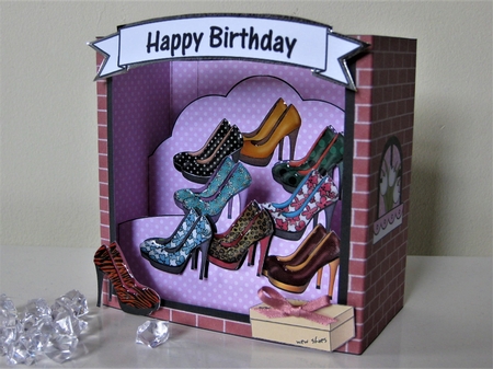 3D Shadow Box Card Mini Kit  -  Happy Heels Ladies Shoe Shop by Pat Mottram