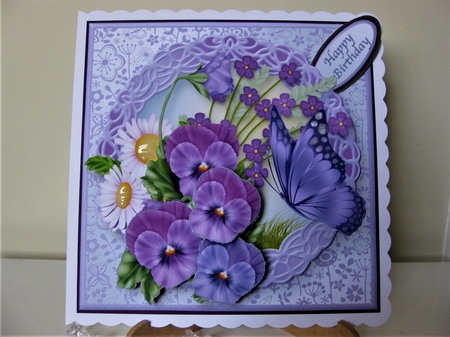 Spring Morning Decoupage Card Front by Pat Mottram