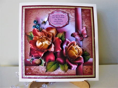 Cabbage RosesWith Butterfly And Bees Mini Kit 7x7 by Pat Mottram