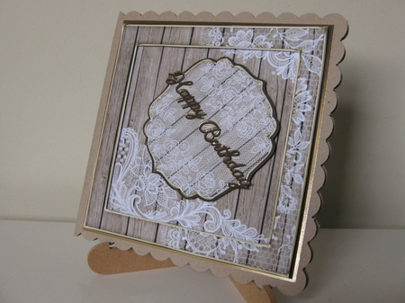 Wood and Lace Gold Edged Frame by Pat Mottram