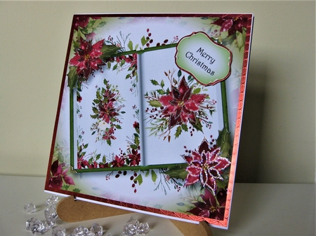 Open Book Christmas - Scarlet Poinsettias 8x8 by Pat Mottram