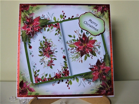Open Book Christmas - Scarlet Poinsettias 8x8 by Pat Mottram