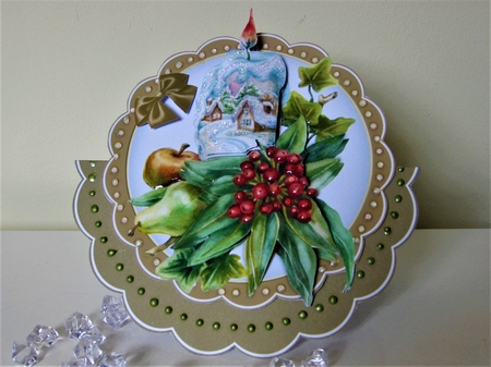 Christmas  Rocker, Holly and Candle by Pat Mottram