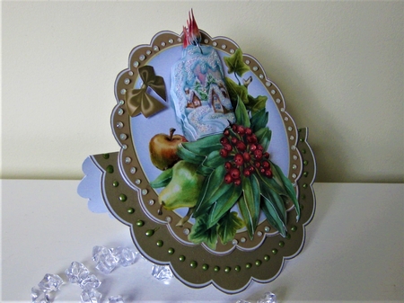 Christmas  Rocker, Holly and Candle by Pat Mottram