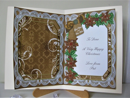 Snow Village Good Cheer 7x5in Fancy Lace Foldable Insert by Pat Mottram