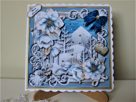 Shades of Blue Christmas Window Card Topper  by Pat Mottram
