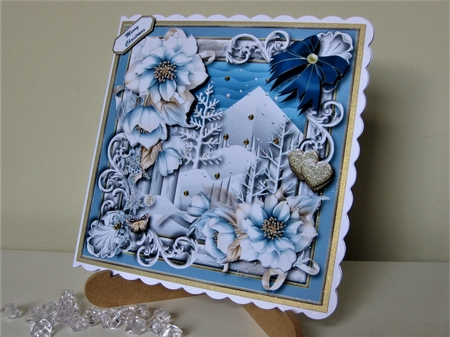 Shades of Blue Christmas Window Card Topper  by Pat Mottram