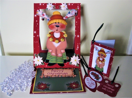 Forever Framed Easel Card - Reindeer Jingle by Pat Mottram