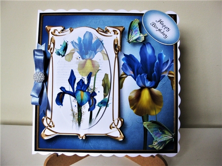 Art Nouveau Blue Iris by Pat Mottram