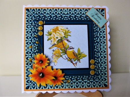 Yellow Birds On A Flower by Pat Mottram