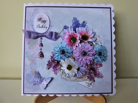 Gerbera Basket Card Front With Decoupage by Pat Mottram