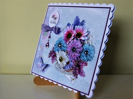 Gerbera Basket Card Front With Decoupage by Pat Mottram