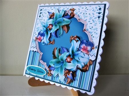 Aqua Lillys and Pansy  by Pat Mottram