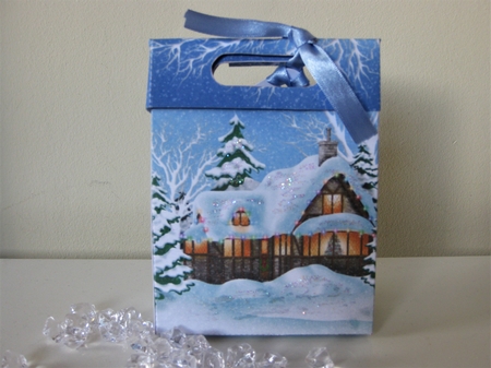 Gusset Sided Gift Bag - Christmas Cottages by Pat Mottram