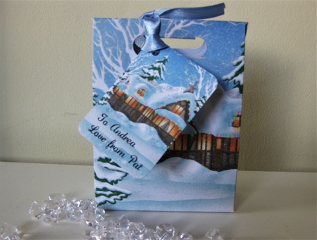 Gusset Sided Gift Bag - Christmas Cottages by Pat Mottram