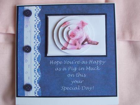 Baby Pig Special Day Double Pyramid Card by Patricia Blackburn
