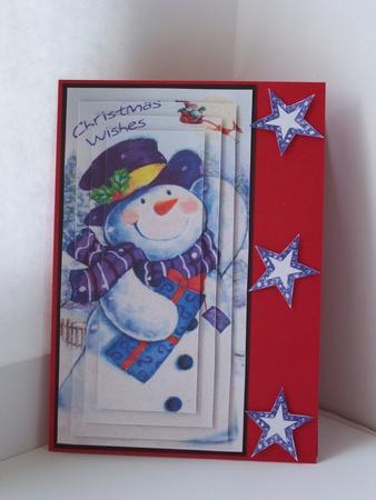 Snowman with Purple Stars Pyramids by Patricia Blackburn