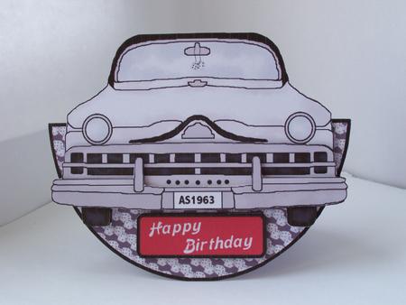 Classic Car Birthday Wobble Over the Top Card by Patricia Blackburn