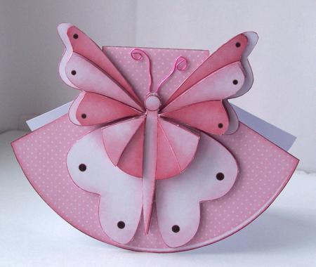 Butterfly Wobble Card in Pink by Patricia Blackburn