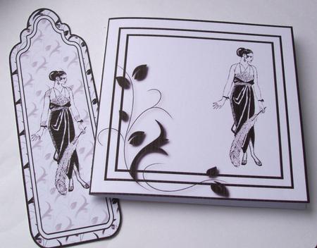 Art Deco Lady Quick Card with Tag and Bookmark 2 by Patricia Blackburn