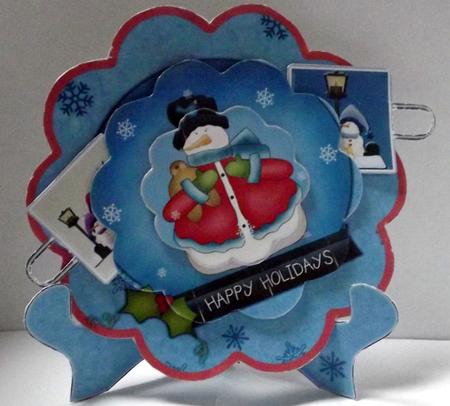 Happy Holidays Snow Globe Plate and Stand by Patricia Dyer-Smyth