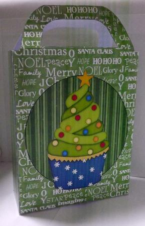 Green Christmas Tree Cupcake Gift Bag by Patricia Dyer-Smyth
