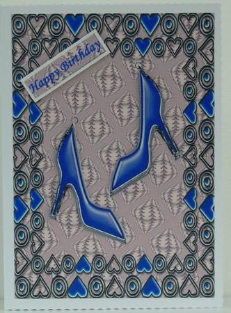 I Love Shoes Blue Stiletto Decoupage by Patricia Holt