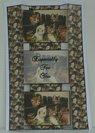 Vintage Cutie Cats 3 Panel Fold Back Card by Patricia Holt