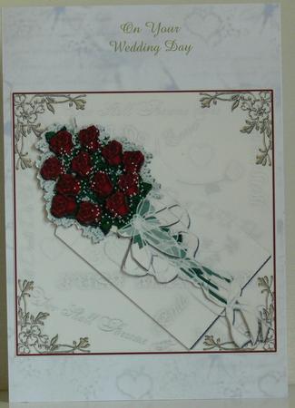 Bridal Rose Bouquet Square Card Topper by Patricia Holt