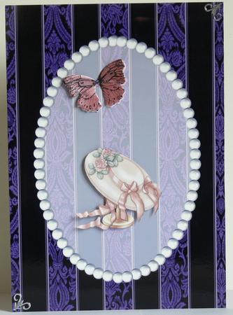 Purple Pattern Stripes and Pearls Card Front by Patricia Holt