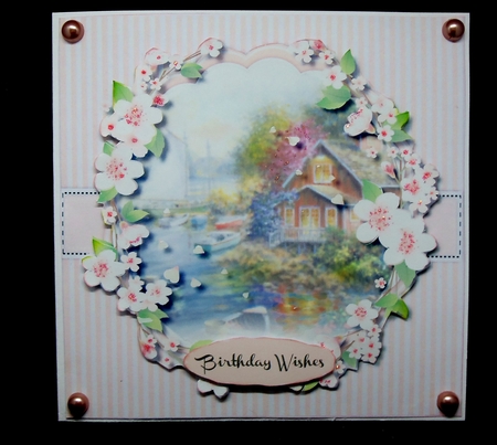 Water Scene and Pink Blossom  by Patricia Logan