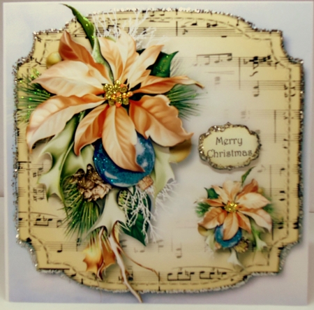 Sheet Music Christmas - Soft Poinsettia 8x8 by Patricia Logan