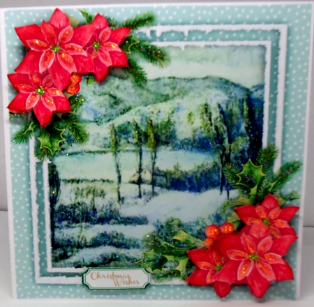 Beautiful  Snow Scene on a Aqua Mat  by Patricia Logan