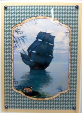 Houdstooth Pirates Tall Ship Quick Card Topper by Patricia Logan