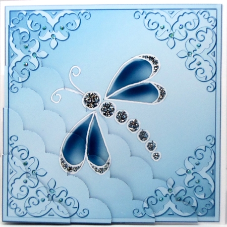 Diamante Dragonfly Scallop Topper by Patricia Logan