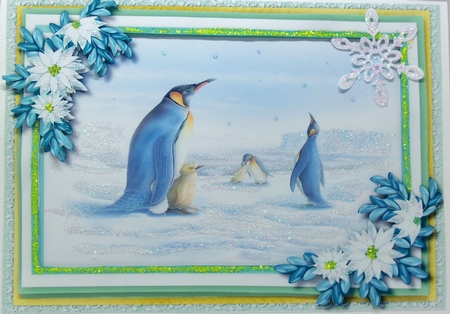 Beautiful Artic Scene 3 Pyramid Penguins by Patricia Logan