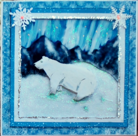 POLAR BEAR CHRISTMAS CARD, With Polar Bear Decoupage, 7 Sentiment Tags & Commercial Use by Patricia Logan