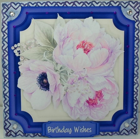 Beautiful  Peony Toppers on a Cut Out mat by Patricia Logan