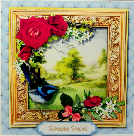 Beautiful Blue Bird and Roses  by Patricia Logan
