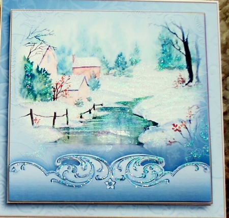 Watercolour Christmas - The Frozen Stream 8x8 by Patricia Logan