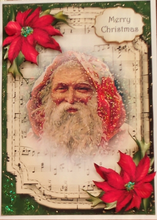 Sheet Music Christmas - Vintage Santa A5 by Patricia Logan