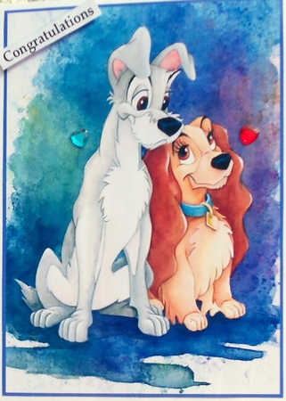 Lady and the Tramp Watercolour A5 Quick Card by Patricia Logan
