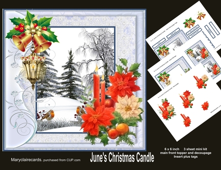 Poinsettia and Candles Decoupage by Patricia Logan