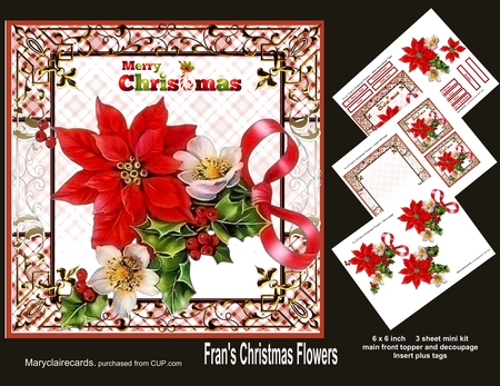 Poinsettia and Bow Decoupage by Patricia Logan