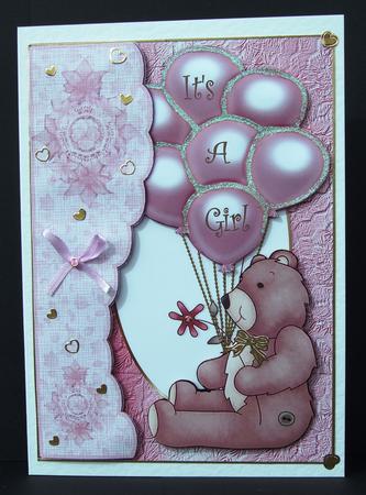 Its a Girl Teddy Balloons by Patricia Margaret Lewis