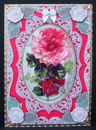 Vintage Rose Envelope A5 Lace Card Front Step by Step by Patricia Margaret Lewis